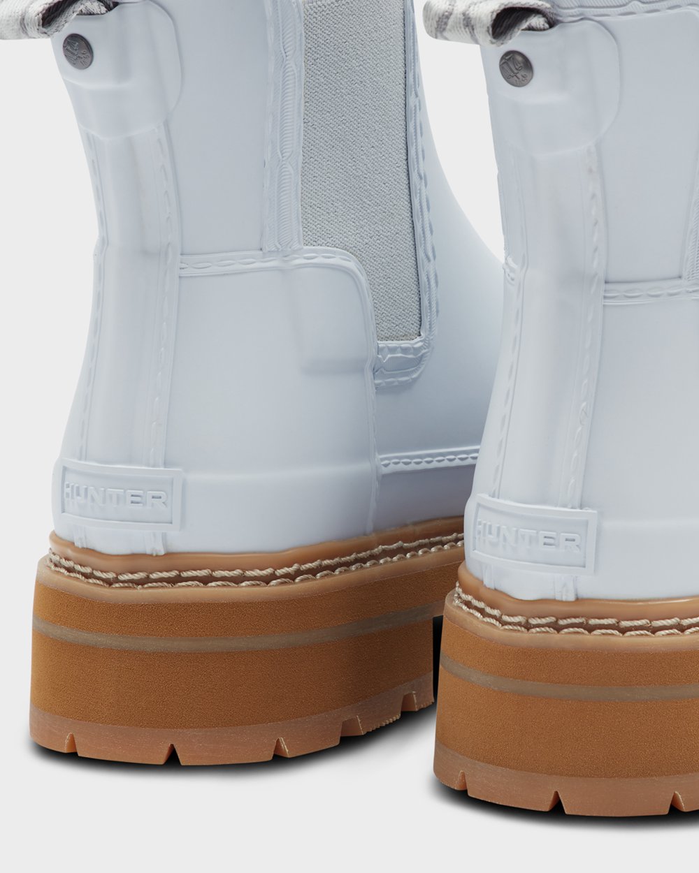 Women Hunter Refined Stitch Detail | Chelsea Boots White | NZ-26804-APND